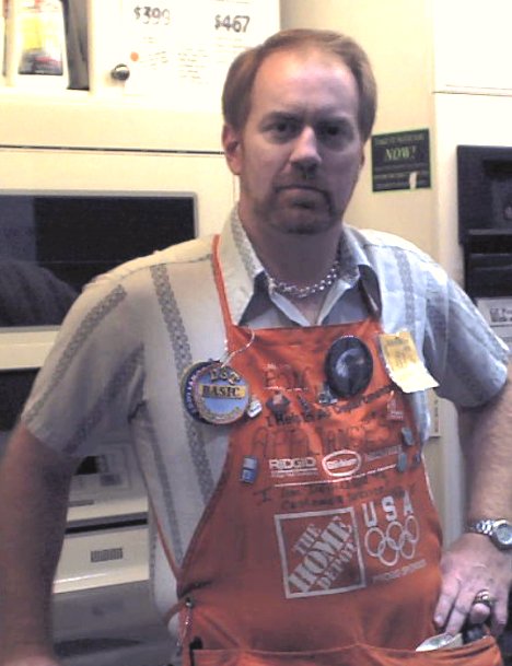 Ron at work, orange apron and all.